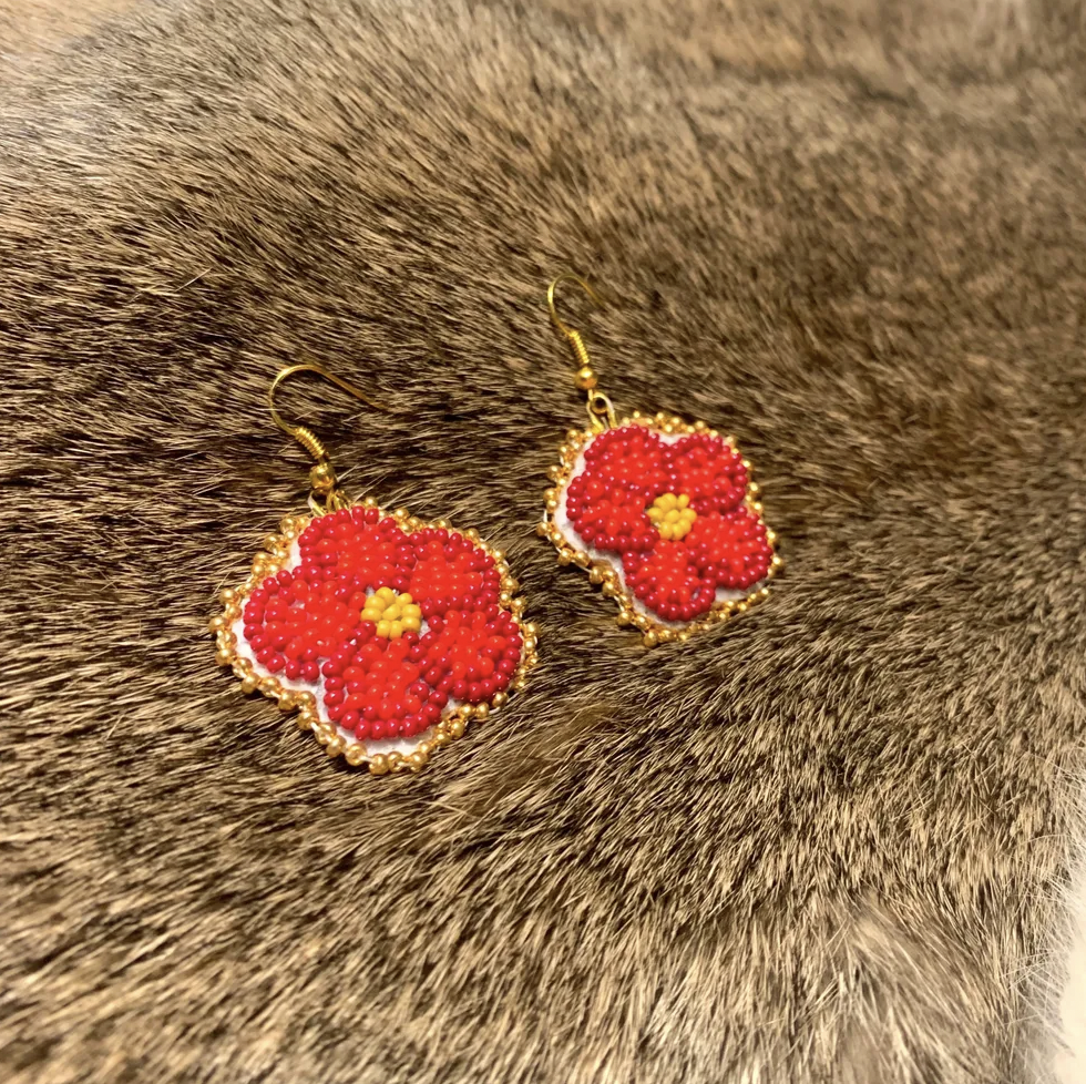 Red Peony / FLOWER / Earrings
