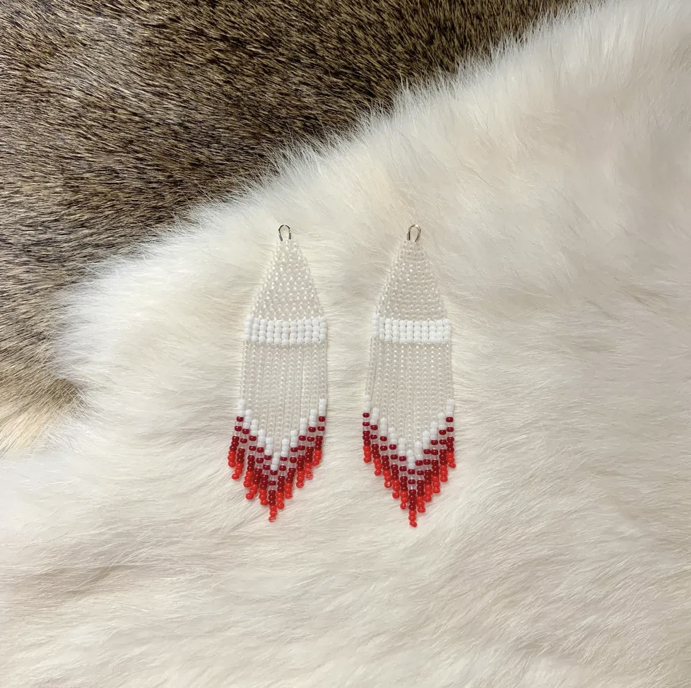 Red Peony / FLOWER / Fringe Earrings