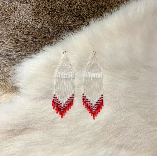 Red Peony / FLOWER / Fringe Earrings